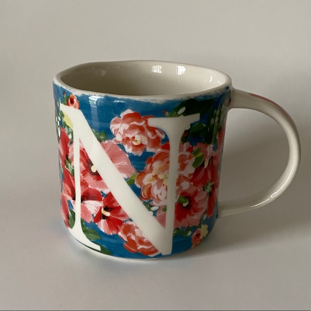 Anthropologie Dawn Monogram Mug Initial N NEW